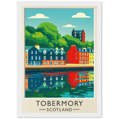 Impression Tobermory Écosse Port – Affiche de voyage rétro du milieu du siècle