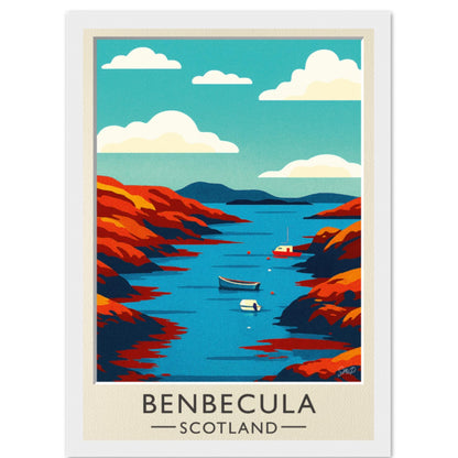 Benbecula Scotland Vintage Travel Poster – Mid-Century Hebrides Coastal Art Print