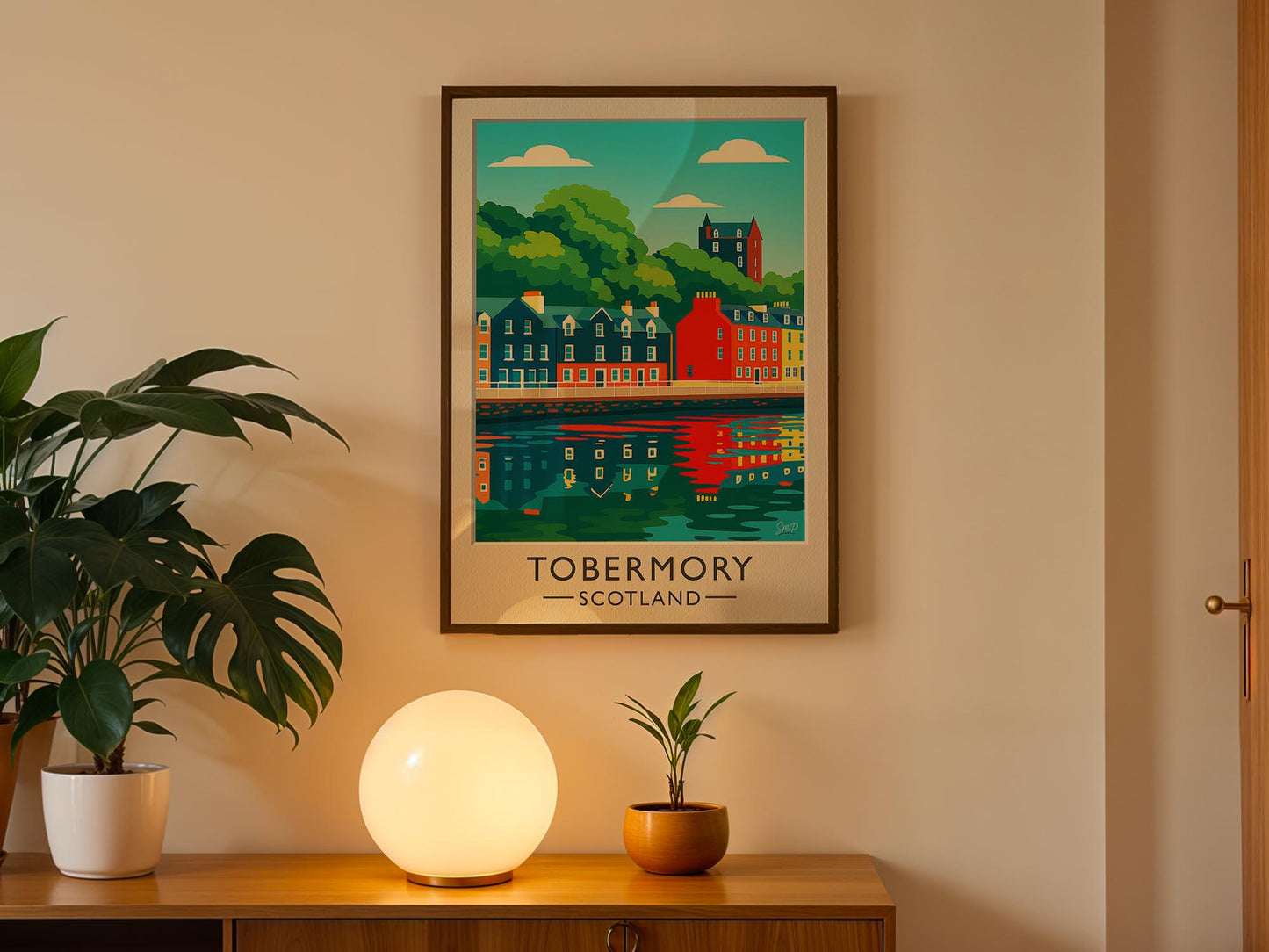 Impression Tobermory Écosse Port – Affiche de voyage rétro du milieu du siècle