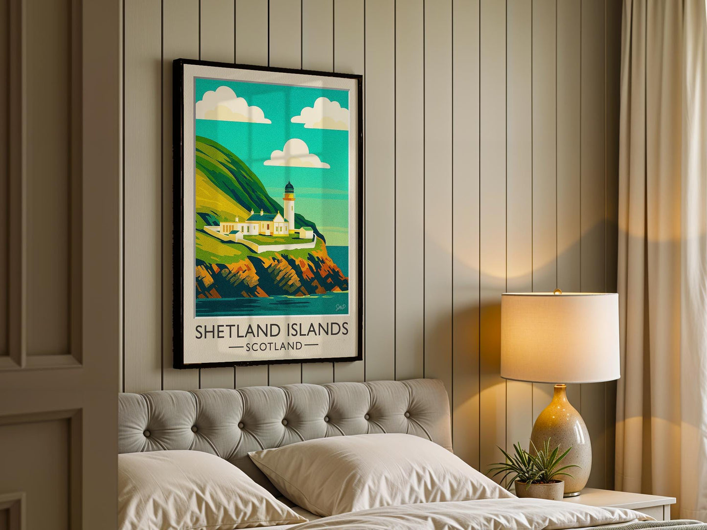 Impression Phare des îles Shetland – Art mural rétro Sumburgh Head Écosse