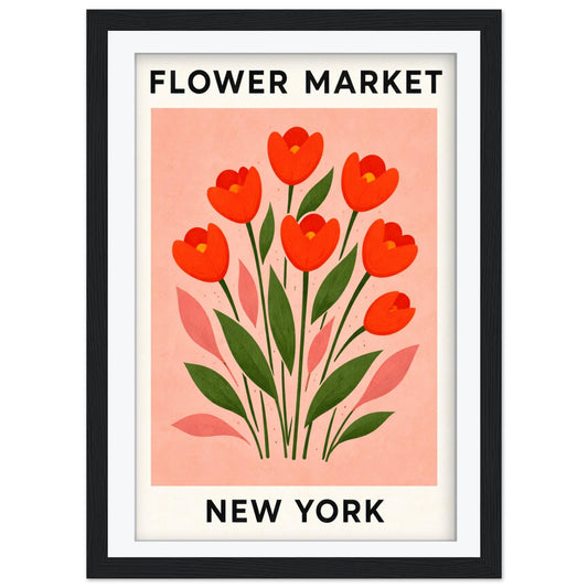 New York Flower Market Print, Floral Kitchen Wall Art, Eclectic Botanical Poster, Colorful Flower Market Art, NYC Decor, Framed Giclee Print