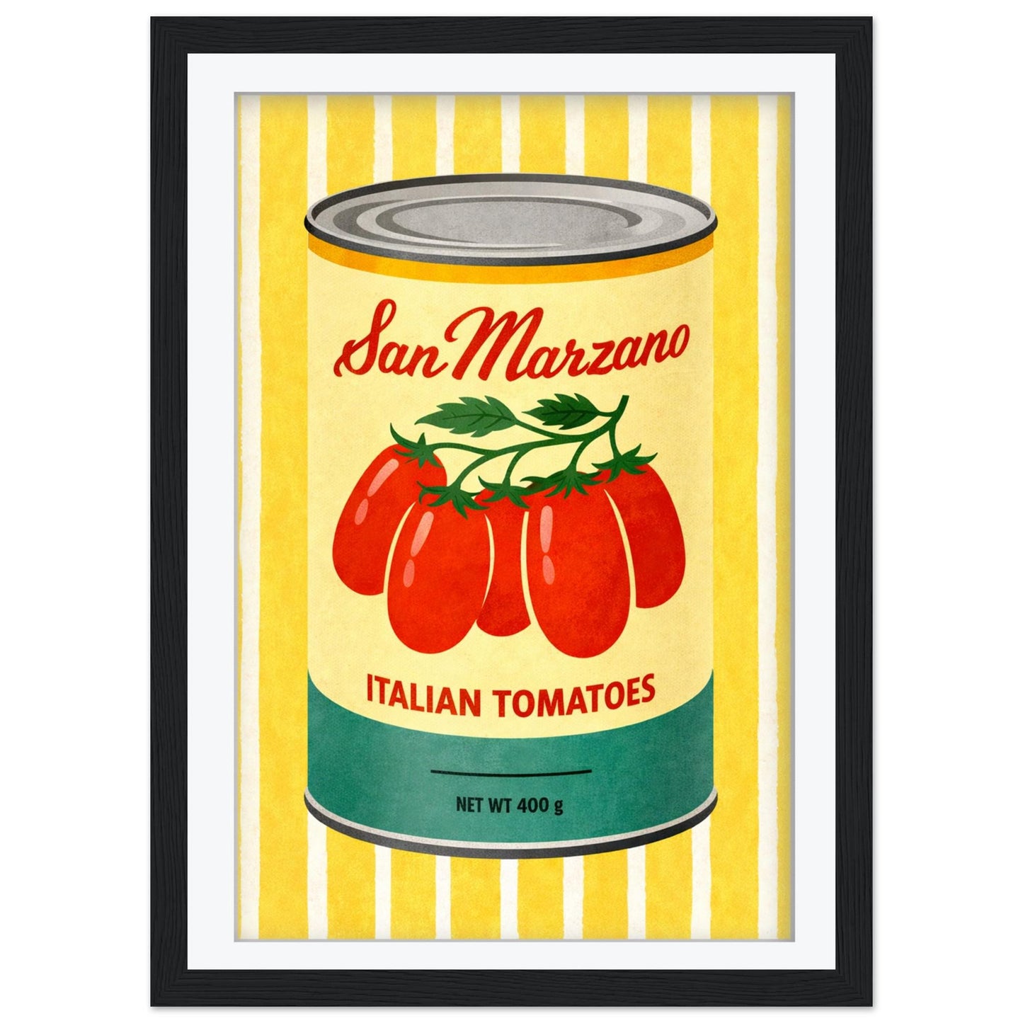 San Marzano Tomato Print, Retro Italian Kitchen Poster, Striped Food Art, Mediterranean Dining Decor, Framed Giclee Print, Italian Chef Gift