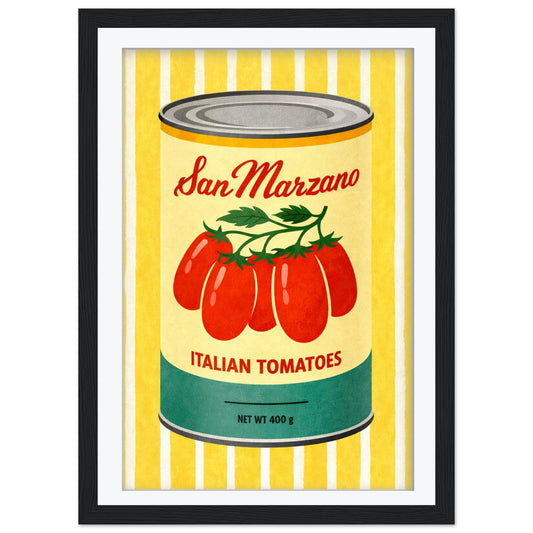 San Marzano Tomato Print, Retro Italian Kitchen Poster, Striped Food Art, Mediterranean Dining Decor, Framed Giclee Print, Italian Chef Gift