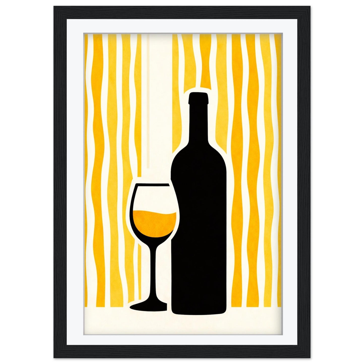 Wine Art Print, Retro Italian Kitchen Poster, Striped Still Life Wall Art, Mediterranean Bar Decor, Framed Giclee Print, Wine Lover Gift
