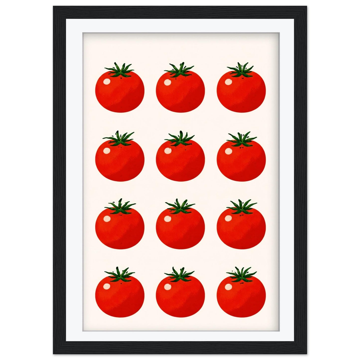 Twelve Tomatoes Art Print, Retro Italian Kitchen Poster, Botanical Food Wall Art, Mediterranean Dining Decor, Framed Print, Foodie Gift