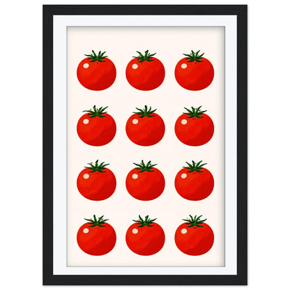 Twelve Tomatoes Art Print, Retro Italian Kitchen Poster, Botanical Food Wall Art, Mediterranean Dining Decor, Framed Print, Foodie Gift