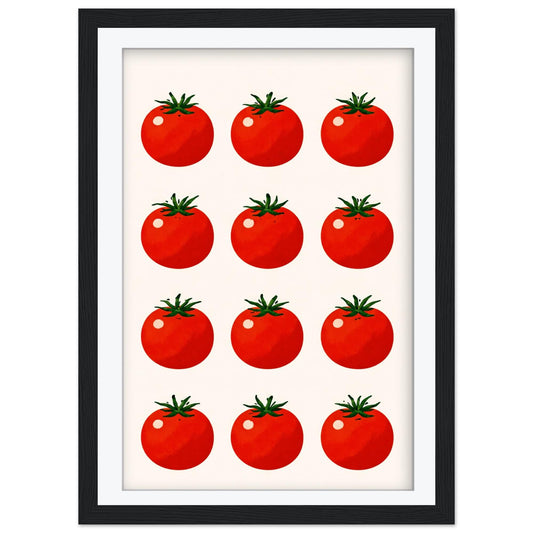 Twelve Tomatoes Art Print, Retro Italian Kitchen Poster, Botanical Food Wall Art, Mediterranean Dining Decor, Framed Print, Foodie Gift