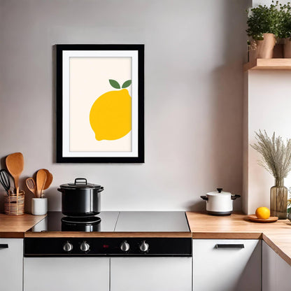 Lemon Branch Art Print, Retro Italian Kitchen Poster, Amalfi Coast Wall Art, Yellow Fruit Citrus Decor, Framed Giclee Print, Foodie Gift