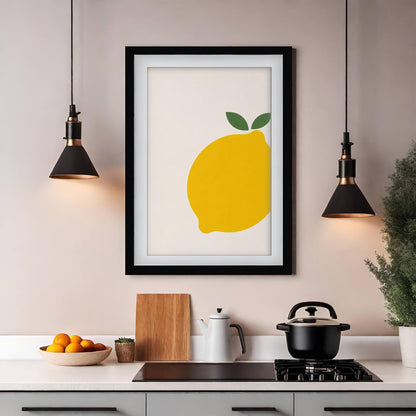 Lemon Branch Art Print, Retro Italian Kitchen Poster, Amalfi Coast Wall Art, Yellow Fruit Citrus Decor, Framed Giclee Print, Foodie Gift