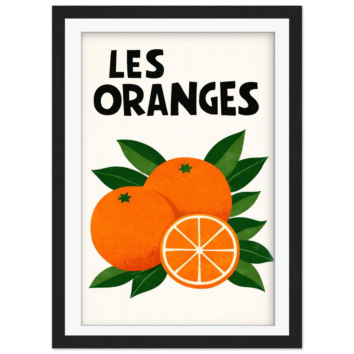 Les Oranges French Art Print, Retro Citrus Kitchen Poster, Mid Century Orange Fruit Wall Art, Framed Giclee Print, Modern Dining Room Decor