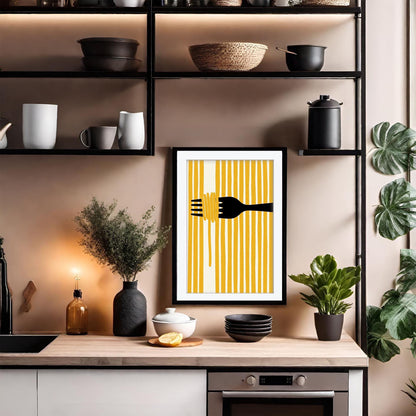 Italian Pasta Art Print, Retro Kitchen Poster, Striped Farfalle Wall Art, Mediterranean Dining Decor, Framed Giclee Print, Pasta Lover Gift