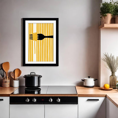 Italian Pasta Art Print, Retro Kitchen Poster, Striped Farfalle Wall Art, Mediterranean Dining Decor, Framed Giclee Print, Pasta Lover Gift