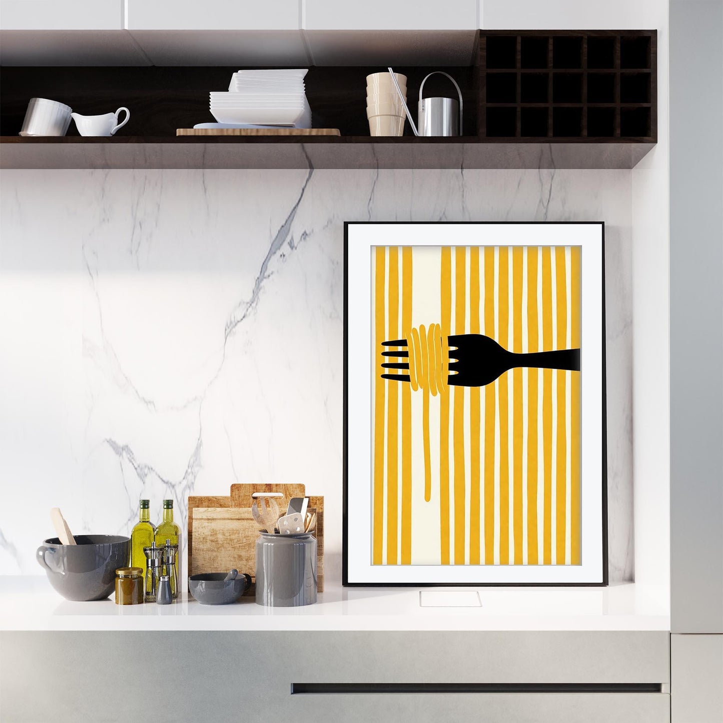 Italian Pasta Art Print, Retro Kitchen Poster, Striped Farfalle Wall Art, Mediterranean Dining Decor, Framed Giclee Print, Pasta Lover Gift