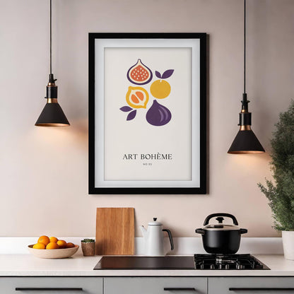 Art Boheme Abstract Print, Mid Century Modern Kitchen Wall Art, Minimalist Terracotta Poster, Eclectic Gallery Decor, Framed Giclee Art
