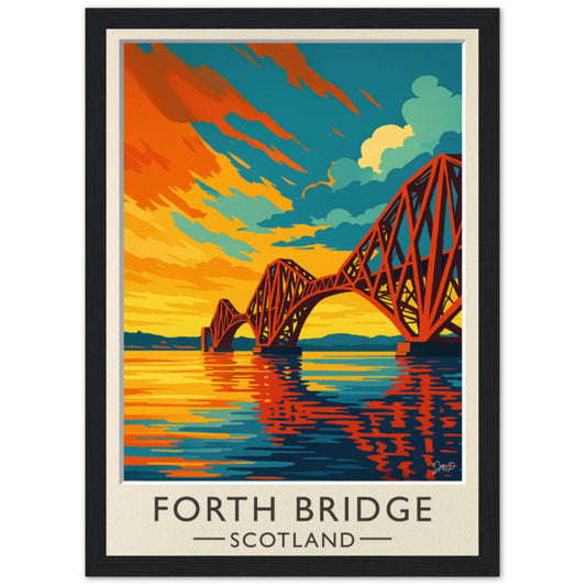 Forth Bridge Scotland Vintage Travel Poster – Mid-Century Graphic Art Print