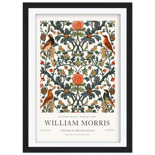 William Morris Exhibition Print, Victoria and Albert Museum Poster, Cotton Print Wall Art, Arts and Crafts Floral Decor, Framed Print