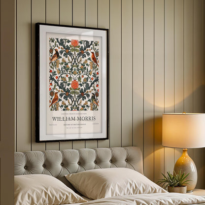 William Morris Exhibition Print, Victoria and Albert Museum Poster, Cotton Print Wall Art, Arts and Crafts Floral Decor, Framed Print
