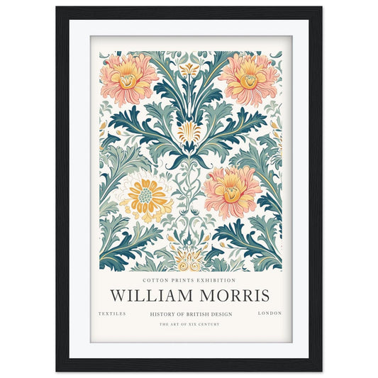 William Morris Exhibition Art, Framed Textile Poster, Victoria and Albert Museum Print, Vintage Cotton Design Wall Art, Giclee Paper Print