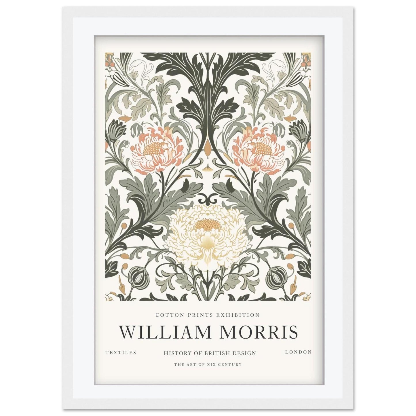 William Morris V&A Exhibition Art, Pimpernel Floral Museum Poster, Arts and Crafts Moody Wall Art, Vintage Print, Framed Poster
