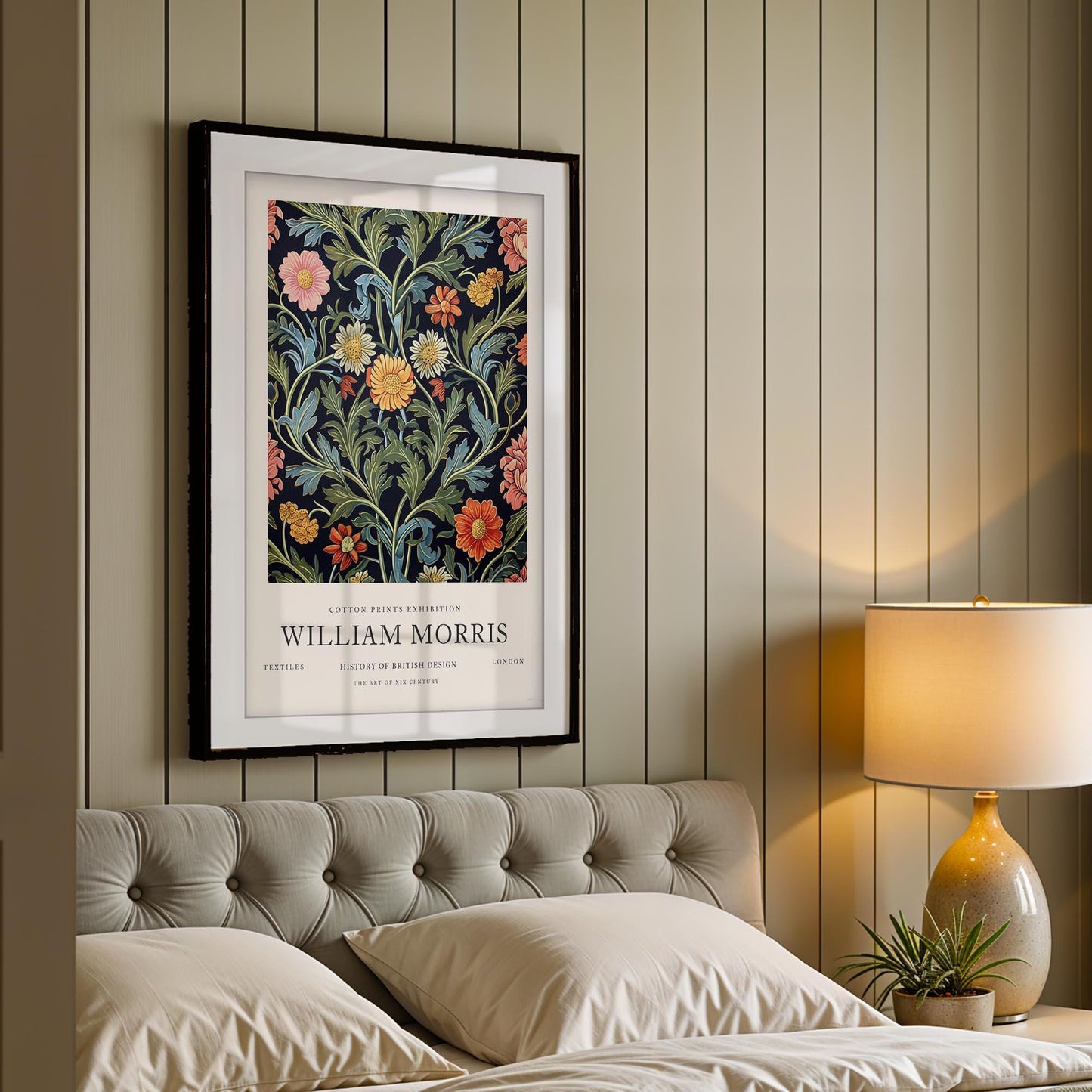 William Morris Strawberry Thief Print, V&A Museum Exhibition Poster, Arts and Crafts Bird Wall Art, Vintage Print, Framed Botanical Art
