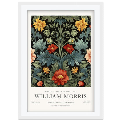William Morris Bird & Anemone Print, Museum Exhibition Poster, Arts and Crafts Dark Botanical Wall Art, Paper Print, Framed  Art