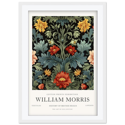 William Morris Bird & Anemone Print, Museum Exhibition Poster, Arts and Crafts Dark Botanical Wall Art, Paper Print, Framed  Art