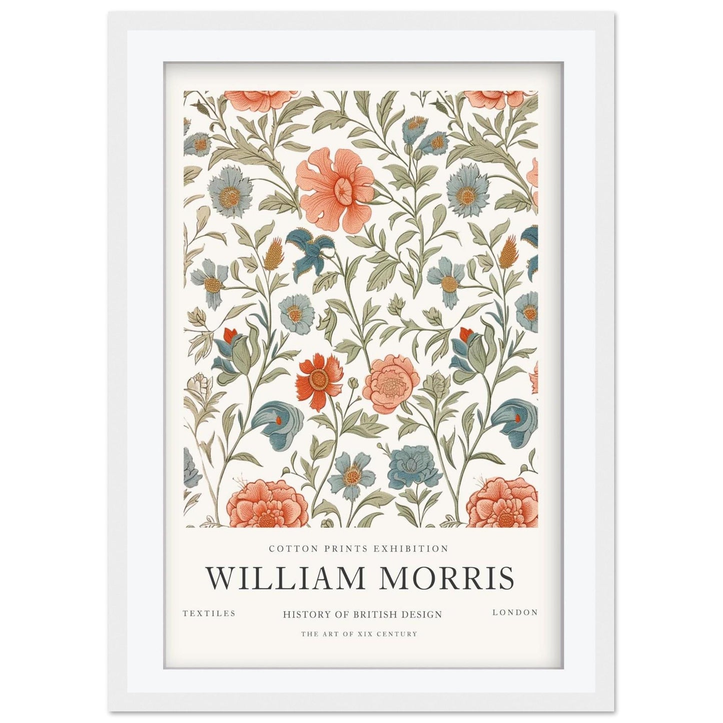 William Morris Peony Art Print, V&A Museum Exhibition Poster, Arts and Crafts Flower Wall Art, Giclee Paper Print, Framed Botanical Art