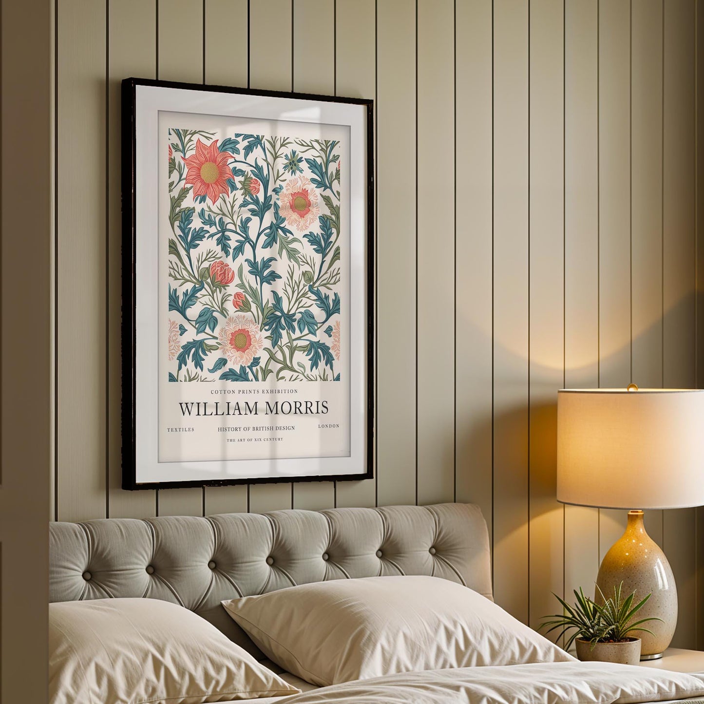 William Morris Lodden Art Print, V&A Museum Exhibition Poster, Arts and Crafts Flower Wall Art, Giclee Paper Print, Framed Botanical Art
