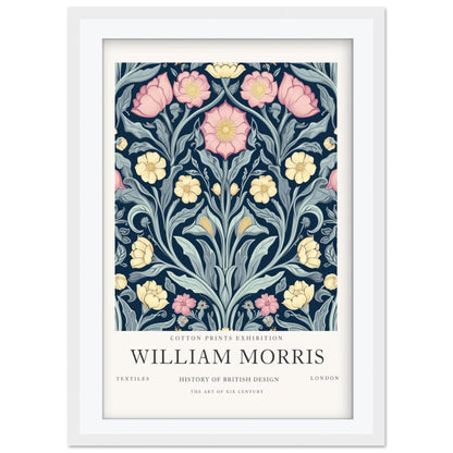 William Morris Pink and Rose Art Print, V&A Museum Exhibition Poster, Arts and Crafts Flower Wall Art, Giclee Paper Print, Framed Art Poster
