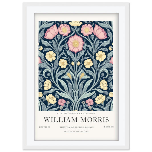William Morris Pink and Rose Art Print, V&A Museum Exhibition Poster, Arts and Crafts Flower Wall Art, Giclee Paper Print, Framed Art Poster