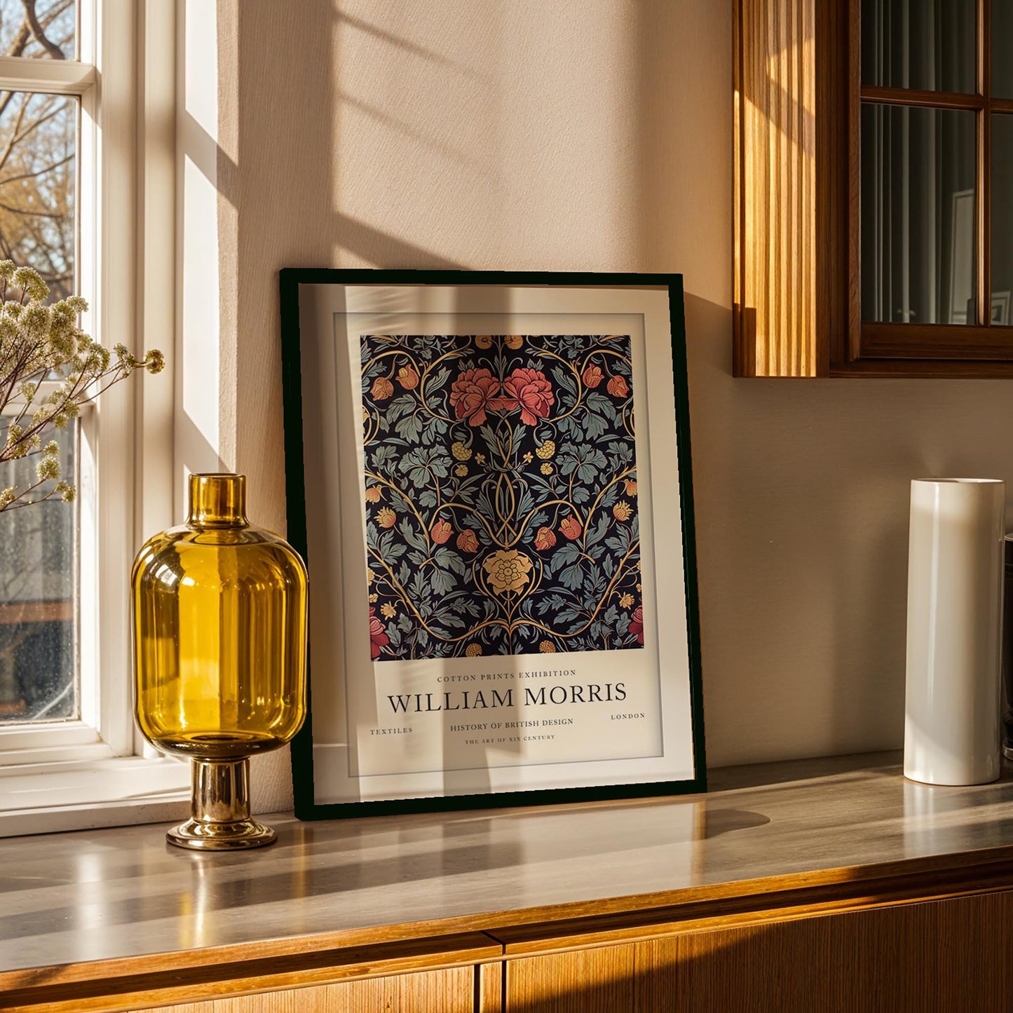 William Morris Cray Art Print, V&A Museum Exhibition Poster, Arts and Crafts Flower Wall Art, Giclee Paper Print, Framed Art Poster