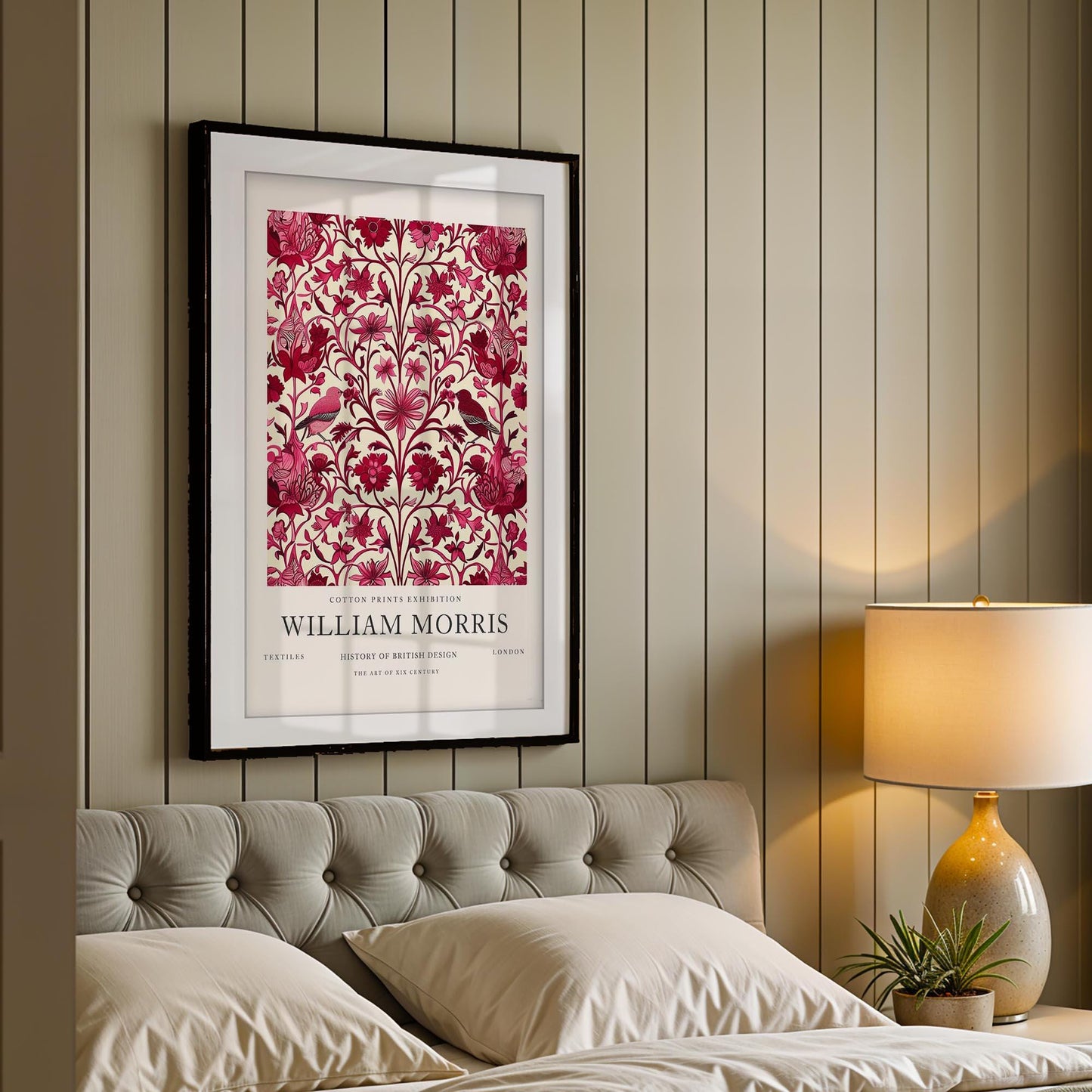 William Morris Strawberry Thief Print, V&A Museum Exhibition Poster, Arts and Crafts Flower Wall Art, Giclee Paper Print, Framed Art Poster
