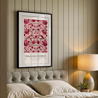 William Morris Strawberry Thief Print, V&A Museum Exhibition Poster, Arts and Crafts Flower Wall Art, Giclee Paper Print, Framed Art Poster