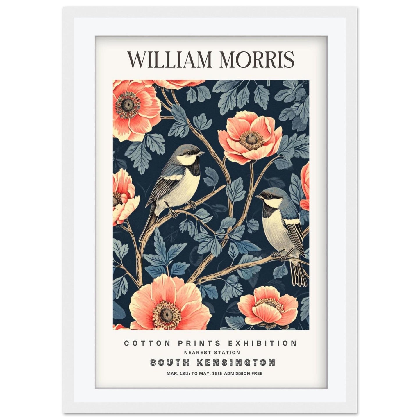 William Morris Pimpernel Art Print, V&A Museum Exhibition Poster, Art Nouveau Flower Wall Art, Giclee Paper Print, Framed Art Poster