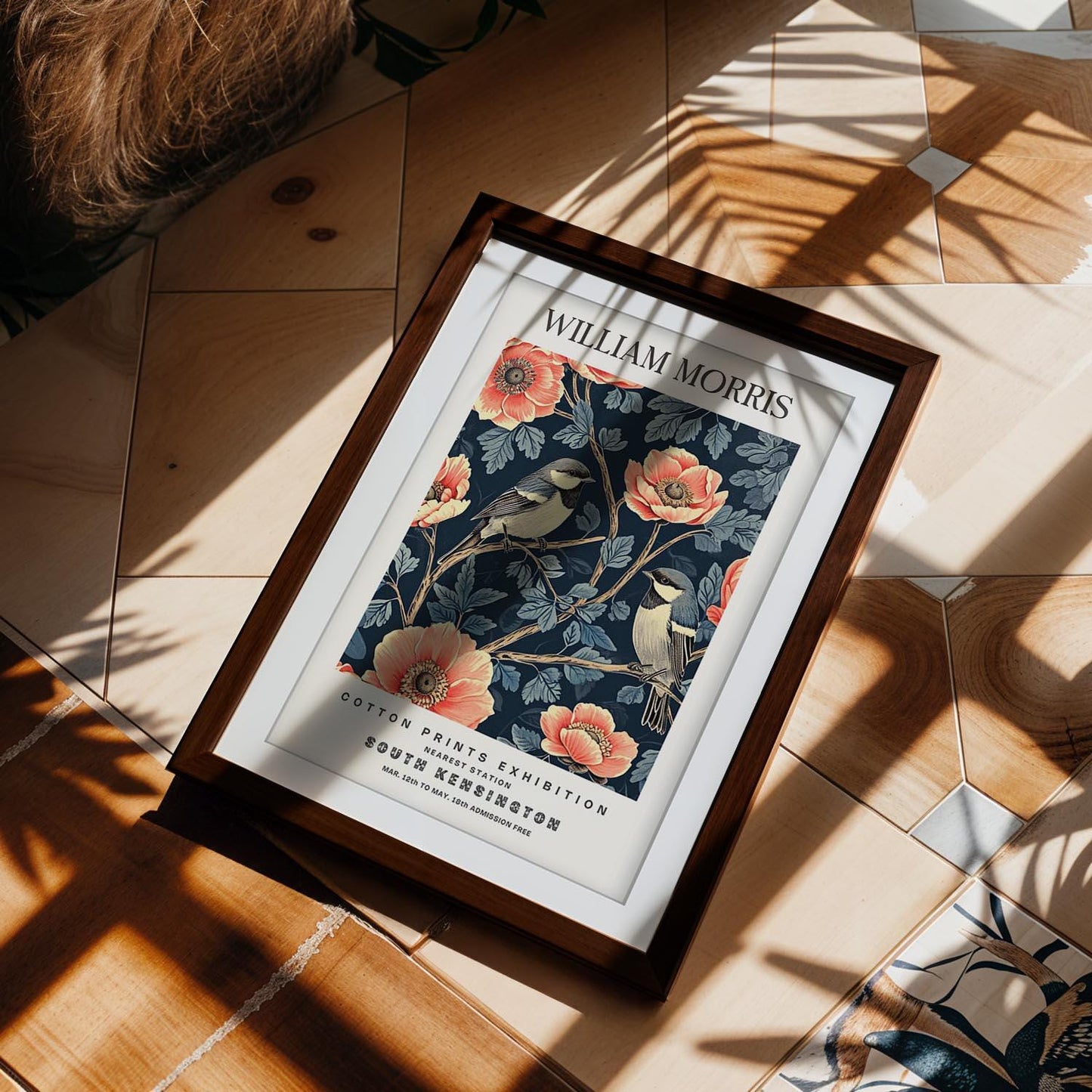 William Morris Pimpernel Art Print, V&A Museum Exhibition Poster, Art Nouveau Flower Wall Art, Giclee Paper Print, Framed Art Poster