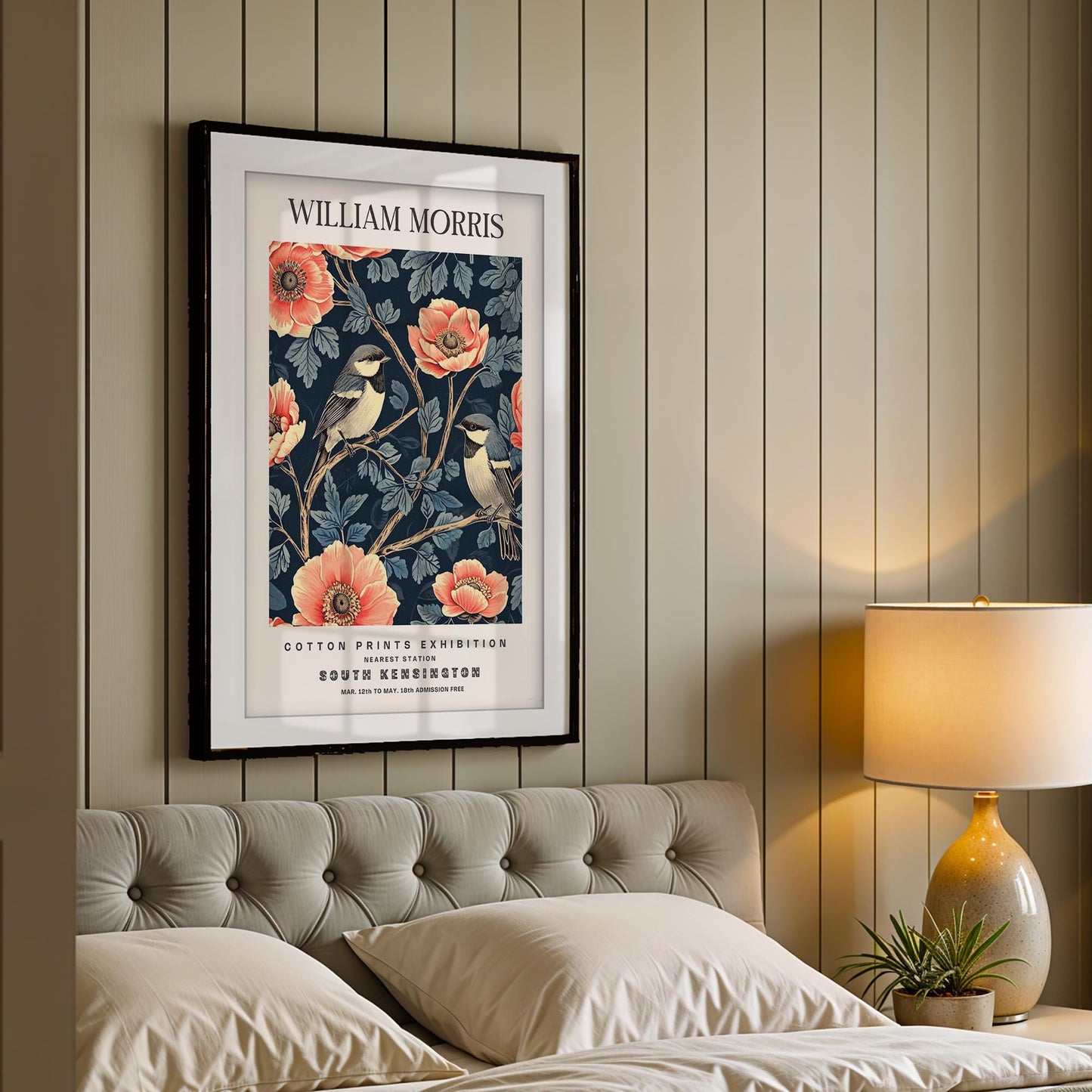 William Morris Pimpernel Art Print, V&A Museum Exhibition Poster, Art Nouveau Flower Wall Art, Giclee Paper Print, Framed Art Poster