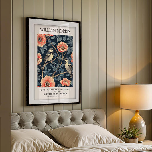William Morris Pimpernel Art Print, V&A Museum Exhibition Poster, Art Nouveau Flower Wall Art, Giclee Paper Print, Framed Art Poster