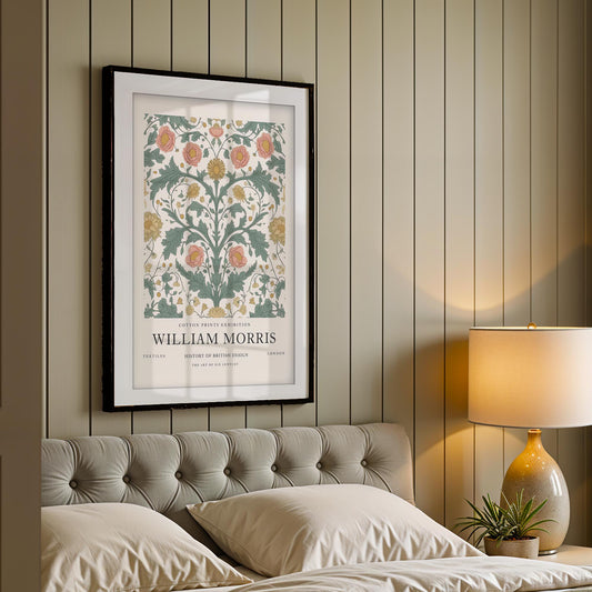 William Morris Exhibition Art Print, Pastel Floral Poster, Botanical Wall Decor, Giclee Paper Poster, Framed Vintage Art, Cottagecore Print