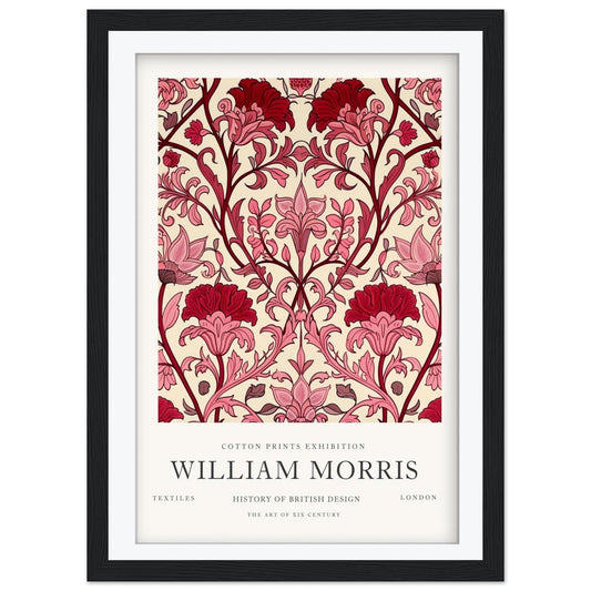 William Morris Cotton Print Exhibition Art Print, London Botanical Poster,  Floral Art, Vintage Museum Wall Art, Framed Heritage Decor