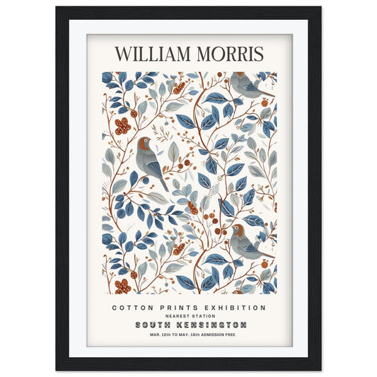 William Morris Exhibition Art Print, Botanical London Poster, Pastel Floral Wall Art, Vintage Museum Print, Framed Heritage Decor