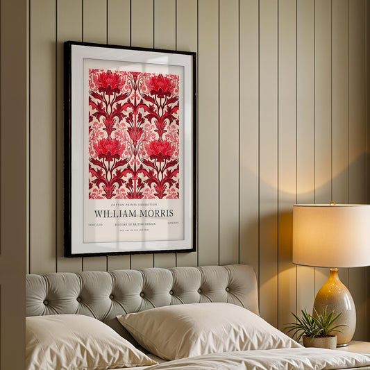 William Morris Poppy Art Print, History of British Design Poster, Red Acanthus Wall Art, Giclee Poster, Vintage Botanical London Decor