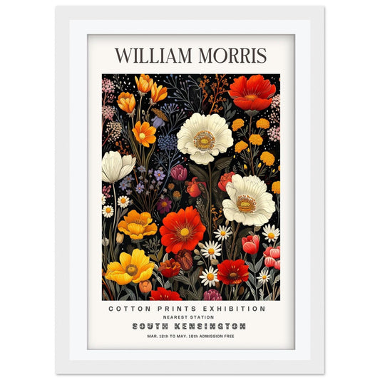 William Morris South Kensington Art Print, Vintage Wildflower Exhibition Poster, Dark Botanical Wall Art, Giclee Poster, London Museum Art