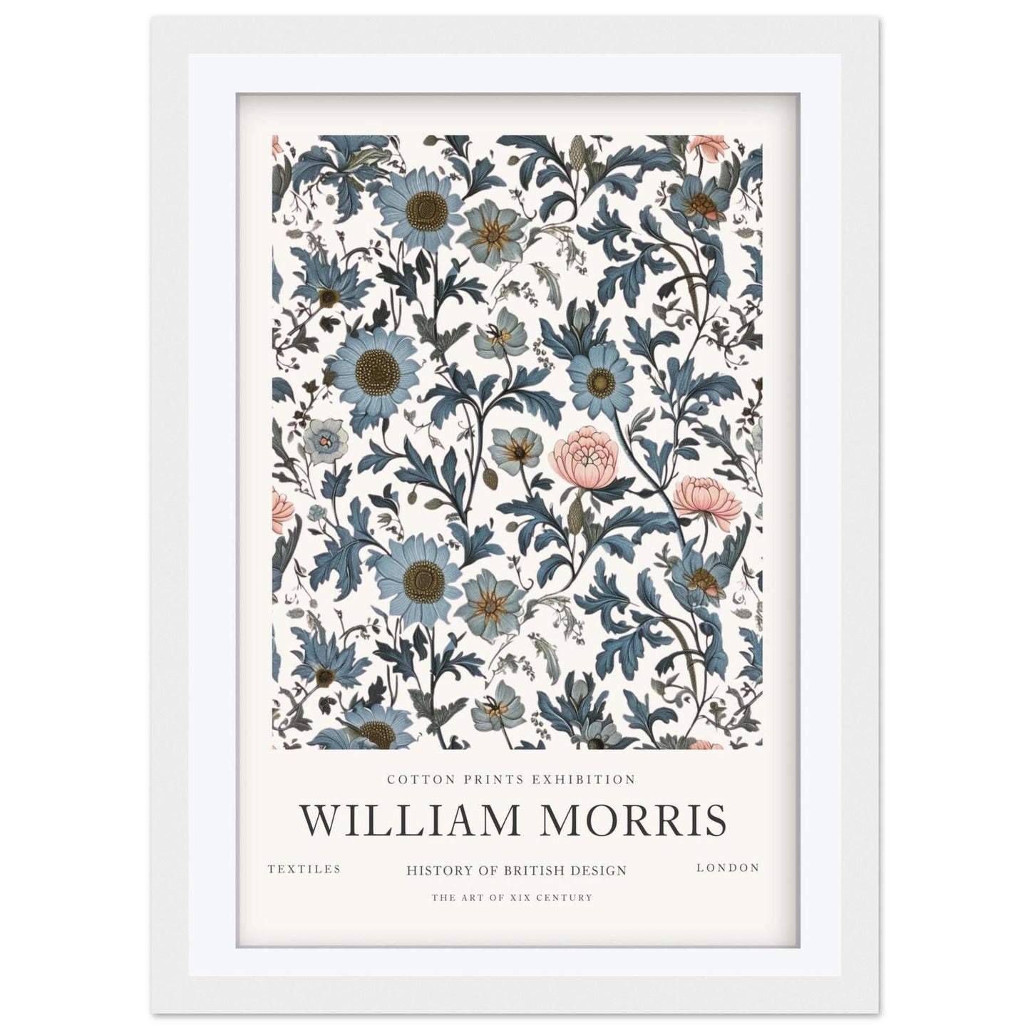 William Morris Daisy Art Print, History of British Design Poster, Blue Botanical Wall Art, Giclee Museum Poster, Vintage London