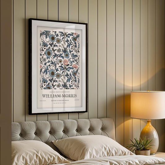 William Morris Daisy Art Print, History of British Design Poster, Blue Botanical Wall Art, Giclee Museum Poster, Vintage London