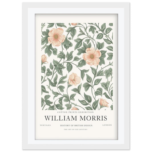 William Morris Peach Blossom Art Print, History of British Design Poster, Sage Green Floral Wall Art, Giclee Poster, London Museum Decor
