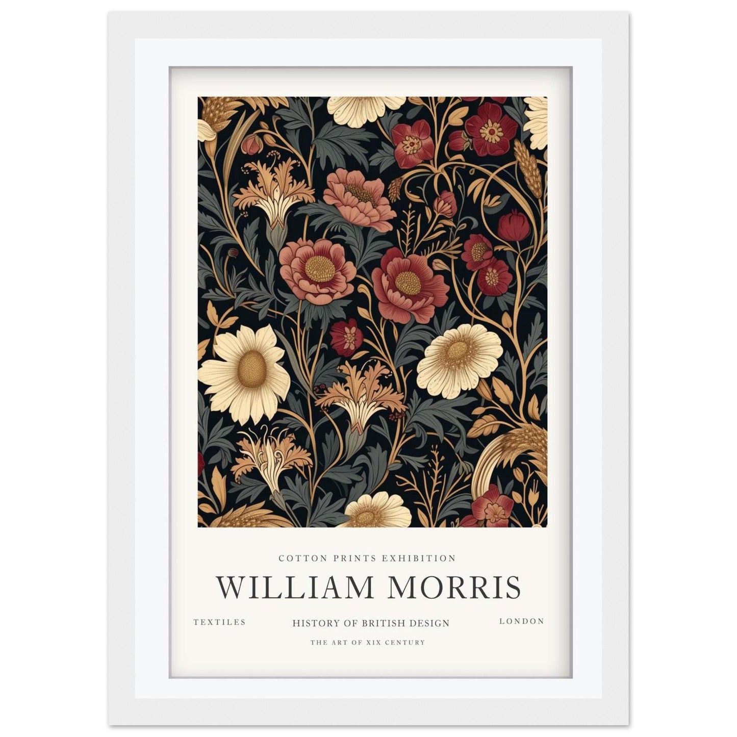 William Morris Red Floral Art Print, History of British Design Poster, Ruby Botanical Wall Art, Giclee Museum Poster, London Gallery Decor