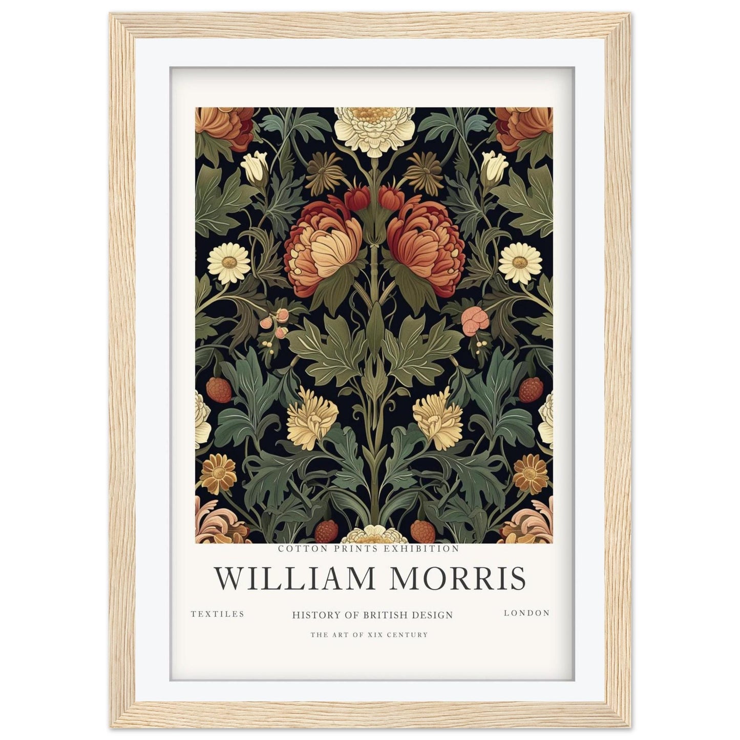 William Morris Dark Floral Art Print, History of British Design Poster, Moody Botanical Wall Art, Giclee Museum Poster, London Gallery Decor