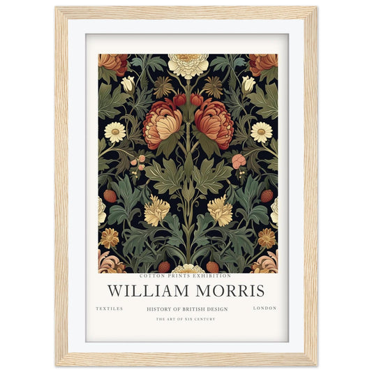William Morris Dark Floral Art Print, History of British Design Poster, Moody Botanical Wall Art, Giclee Museum Poster, London Gallery Decor