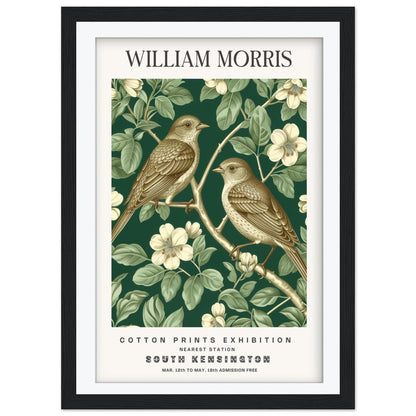 William Morris Bird Art Print, Dark Green Forest Wall Art, History of British Design Poster, Sparrow Museum Print, South Kensington Decor