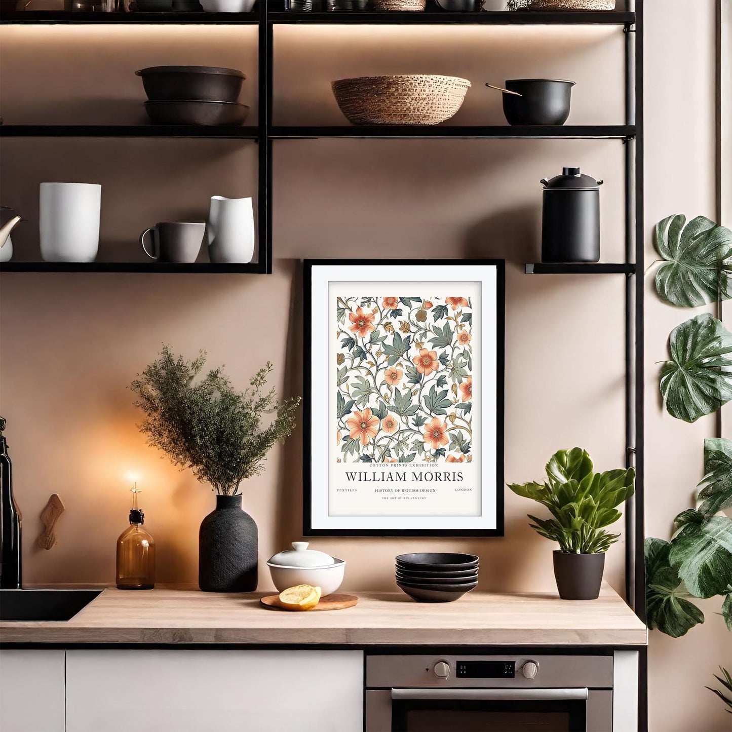 William Morris Floral Art Print, History of British Design Poster, Blue Acanthus Wall Art, Museum Poster, South Kensington Exhibition Decor